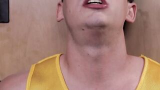 Bearded cock guzzler bare fucks his friend in locker room