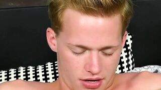 Young man rides his lover on the bed as he is barebacked