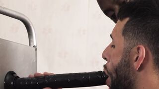 Argos sucks dildo before riding Lawrence Portland hard dick