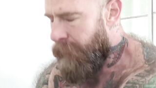 Stepfather with a long beard rawly drilling his little sons ass