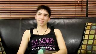 BoyObsession.com - Clayton's cute interview and solo cock stroking scene with toy fun