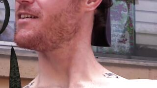Josh drops his black boxer briefs to show off his impressive dick and hairy crotch