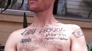 Josh drops his black boxer briefs to show off his impressive dick and hairy crotch
