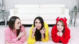 Teen besties suck big dick POV and ride him like a cowgirl