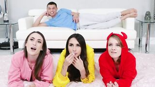 Teen besties suck big dick POV and ride him like a cowgirl
