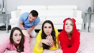 Teen besties suck big dick POV and ride him like a cowgirl