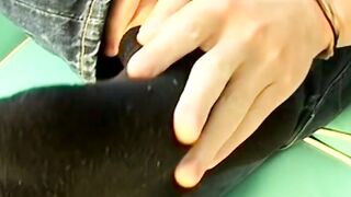 Blond twink Colby Bonds cums load after wanking off his massive meat