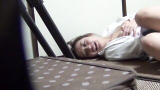 Japanese schoolgirl masturbates and orgasms