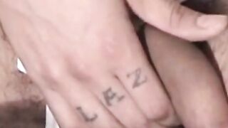 Tattooed jock jerking off and pounding blow up doll solo