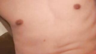 Skinny amateur jerks off his small erect cock and cums
