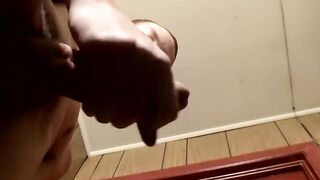 Jake strips and works up his gorgeous cock in the kitchen