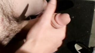 Jake strips and works up his gorgeous cock in the kitchen