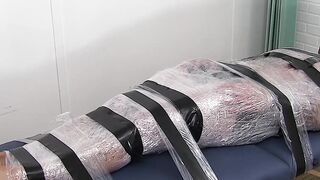 Restrained hunk endures tickling torment from his dom
