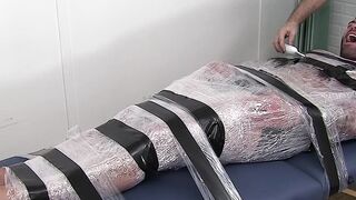 Restrained hunk endures tickling torment from his dom