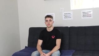 Skinny youngster Ryan Reed masturbates on an interview