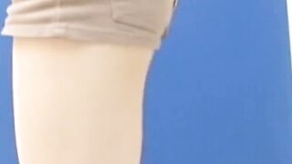 Cute Japanese pissing her undies and fills the cup