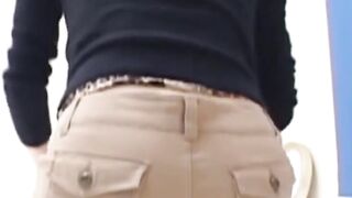 Cute Japanese pissing her undies and fills the cup