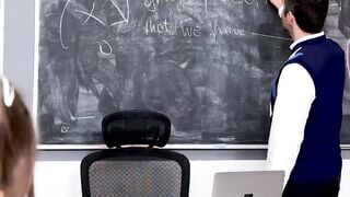 School girl Trinity Olsen squirts as he takes the massive cock of teacher Donnie Rock