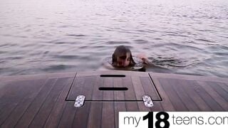 MY18TEENS - Ginger Play Vagina and Suck Banana on a Yacht - Amateur Solo