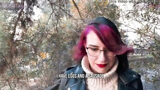 KISSCAT Love Breakfast with Sausage - Outdoor Agent Pickup Russian Schoolgirl for Public Sex