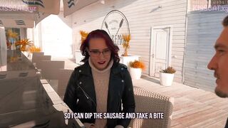 KISSCAT Love Breakfast with Sausage - Outdoor Agent Pickup Russian Schoolgirl for Public Sex