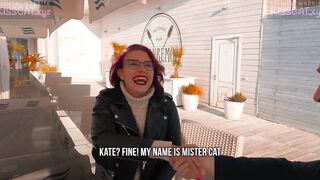 KISSCAT Love Breakfast with Sausage - Outdoor Agent Pickup Russian Schoolgirl for Public Sex