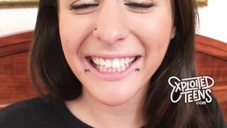 Watch this pierced amateur teen suck cock pov style
