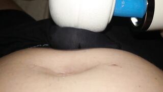 Hitachi Wand Vibrating My Penis Through My Boxers