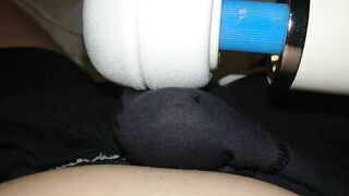 Hitachi Wand Vibrating My Penis Through My Boxers