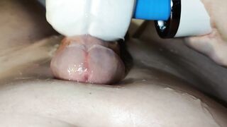 Close-Up With Hitachi Wand – Vibrating Cum Out Of My Penis two