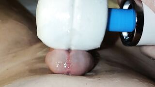 Close-Up With Hitachi Wand – Vibrating Cum Out Of My Penis two