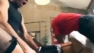 Ayla Mia gets plowed by 2 cocks