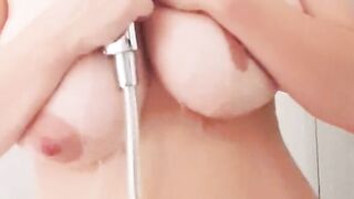 Premium milk huge natural hooters inside shower