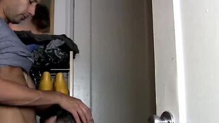 Lustful Chrisbots sucking of my large cock is rewarded with a nice hot load of cum