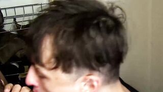 Lustful Chrisbots sucking of my large cock is rewarded with a nice hot load of cum