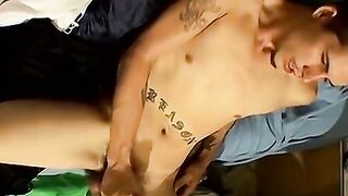 Str8Thugs.com - Horny Bentley jacking out a spunky cum load out of his balls in solo