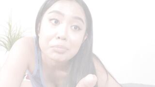 Horny Asian stepsis Luna Mills cum sprayed over her tits