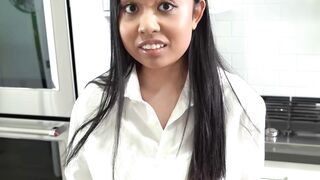 Horny Asian stepsis Luna Mills cum sprayed over her tits