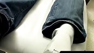 ToesXXX.com - Mike enjoys the performance as he releases his feet in foot play