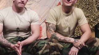 Tattooed military man Guido large dick is swallowed by a submissive jock
