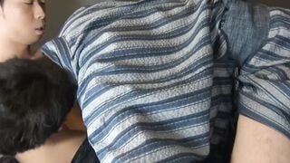 Japanese dudes suck each other off and then fuck sloppily