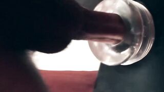 Masked dude gets BJ from guy before fucking fleshlight