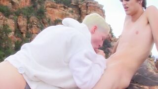 Blonde homo barebacked as he rides the big dick of his man