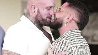 ADULT TIME - Bae Daddy Bear Brings Inked Beefcake Home to Banged! With Hubby - FIRST TIME TOPPING!