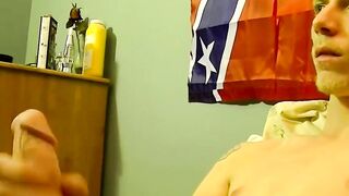 JoeSchmoeXXX.com - Horny amateur Cleetus strokes his big meat stick on bed and jerks