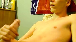 JoeSchmoeXXX.com - Horny amateur Cleetus strokes his big meat stick on bed and jerks