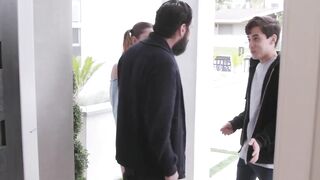 Petite teen Lily Glee sucks stepdads cock for sticky facial