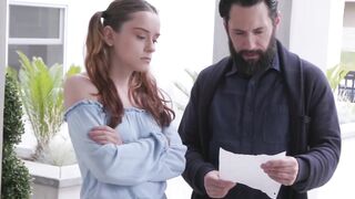 Petite teen Lily Glee sucks stepdads cock for sticky facial