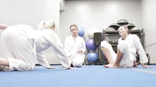Karate students pounded hard in dojo for sticky cumshot