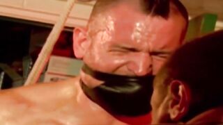 MuscleJockBound.com - Muscular men helplessly bound together, their bulging muscles g